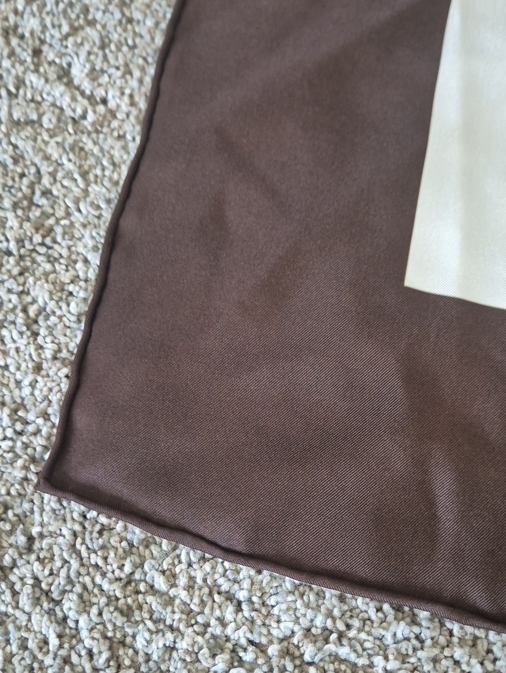 Floral Silk Scarf in White and Dark Brown - Picture 3 of 6